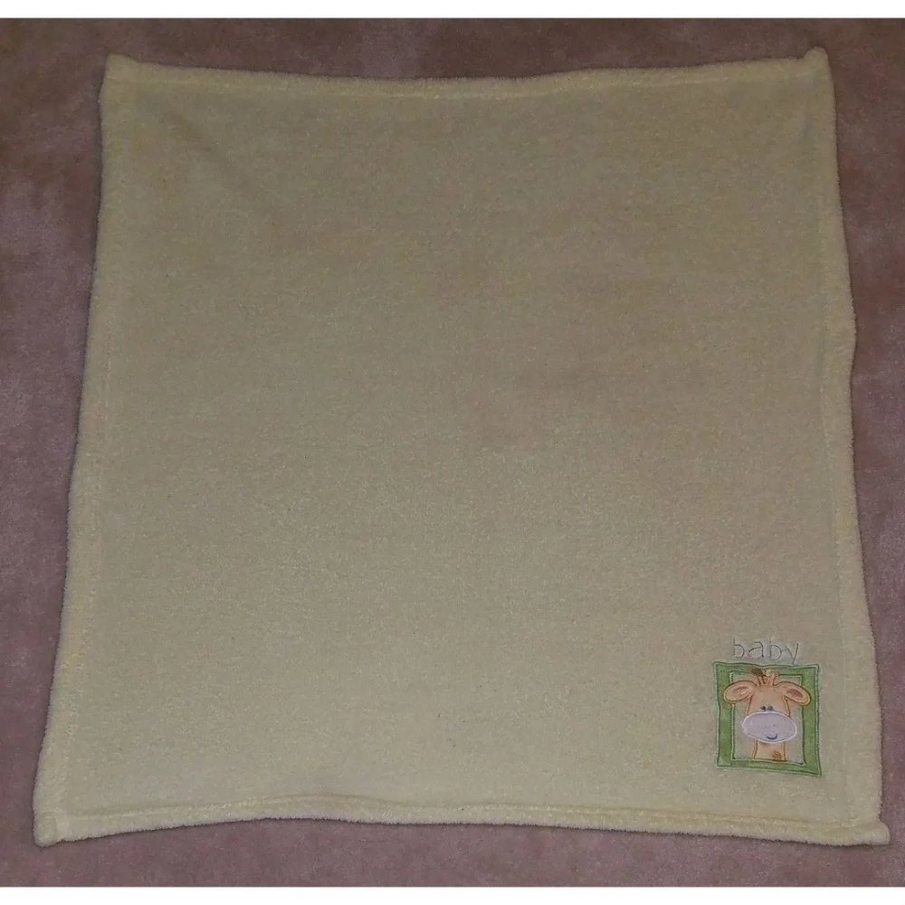 Estex Yellow Giraffe Baby Blanket Security Lovey Fleece Green 28